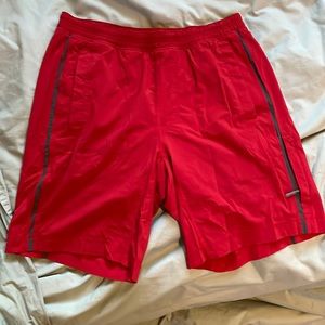 Red lululemon run response shorts in medium with built in boxer brief liner